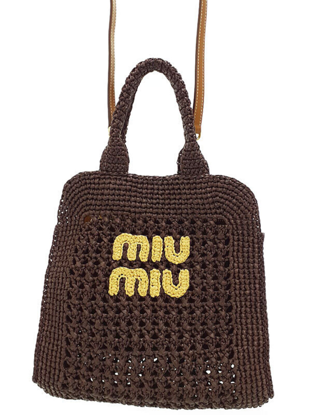 Miu Miu Raffia Crochet Tote Bag